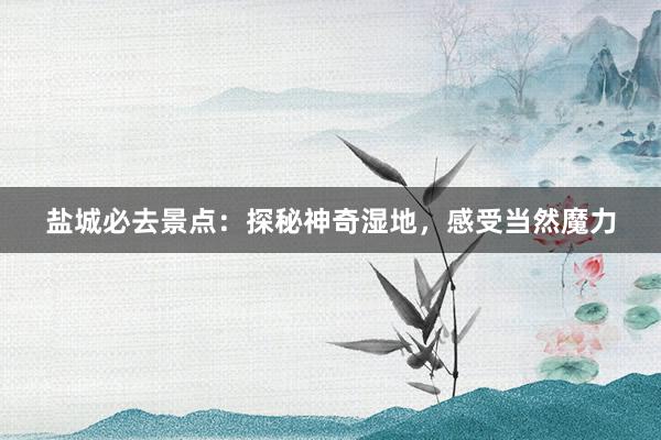 盐城必去景点：探秘神奇湿地，感受当然魔力